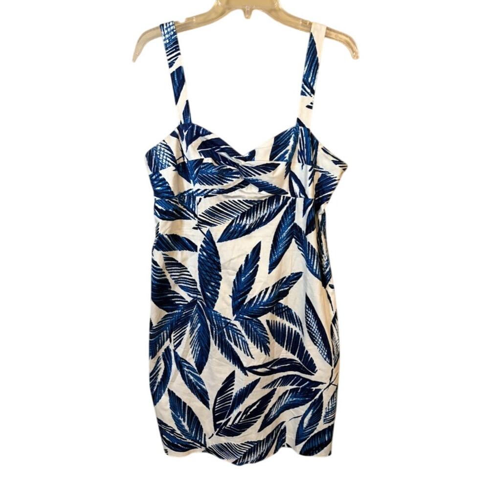 Jones New York Signature Blue and White Palm Sheath‎ Dress Size 12